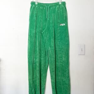 Green Terrycloth Wide Leg Pants